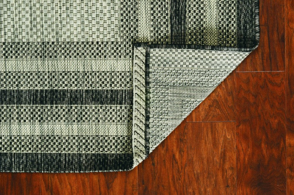 3' X 4' Gray Striped Indoor Outdoor Area Rug