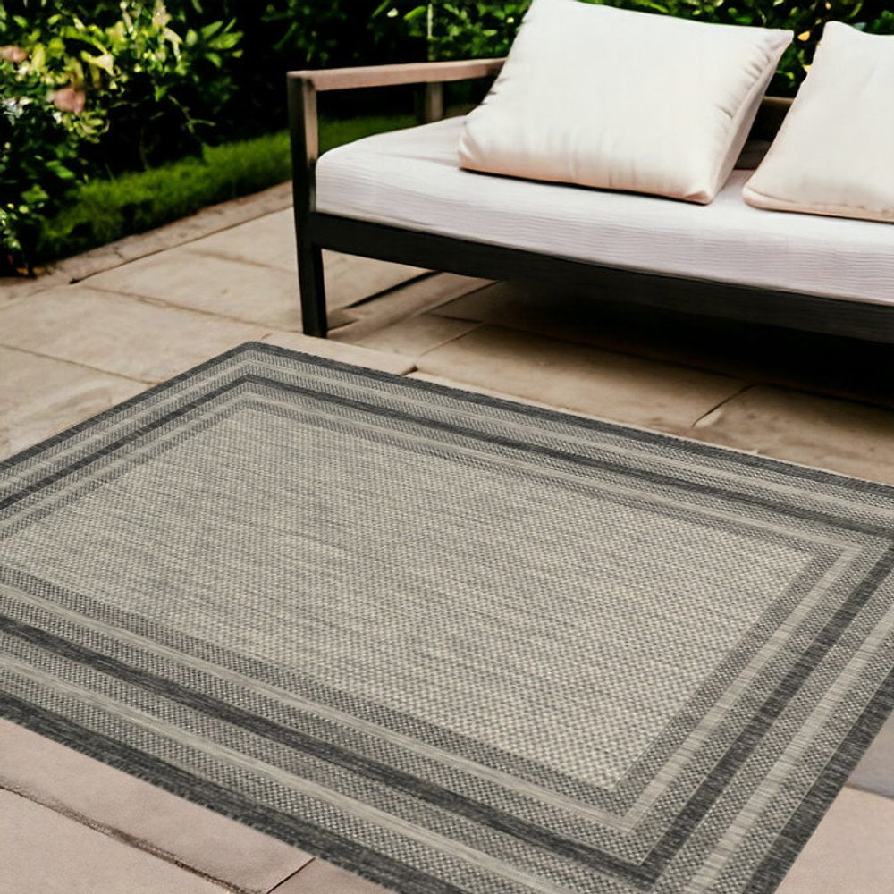 3' X 4' Gray Striped Indoor Outdoor Area Rug
