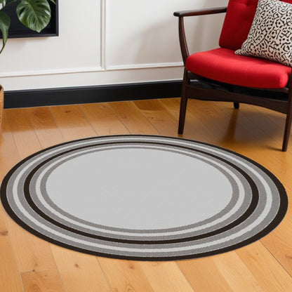 3' X 4' Gray Striped Indoor Outdoor Area Rug