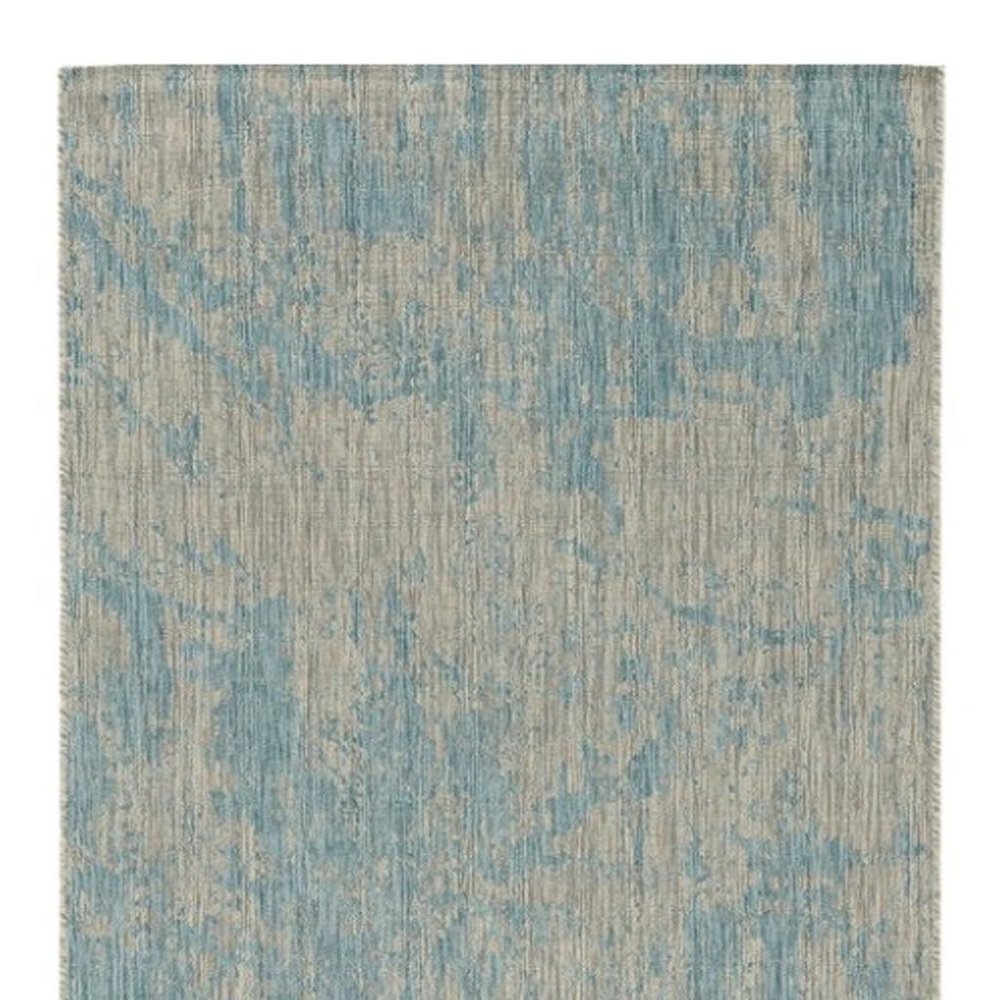 3' X 4' Green And Denim Blue Abstract Area Rug