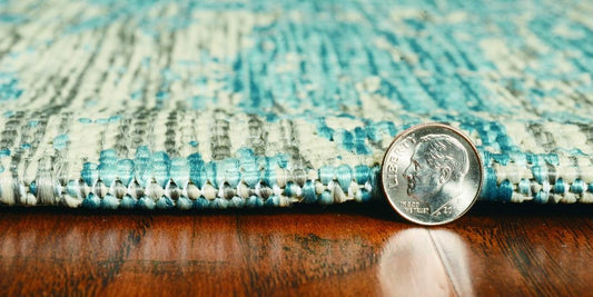8' X 11' Teal Blue Abstract Indoor Outdoor Area Rug