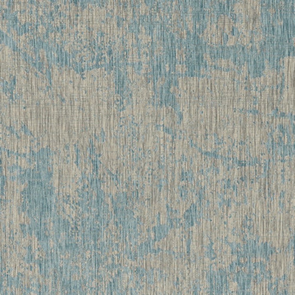 8' X 11' Teal Blue Abstract Indoor Outdoor Area Rug