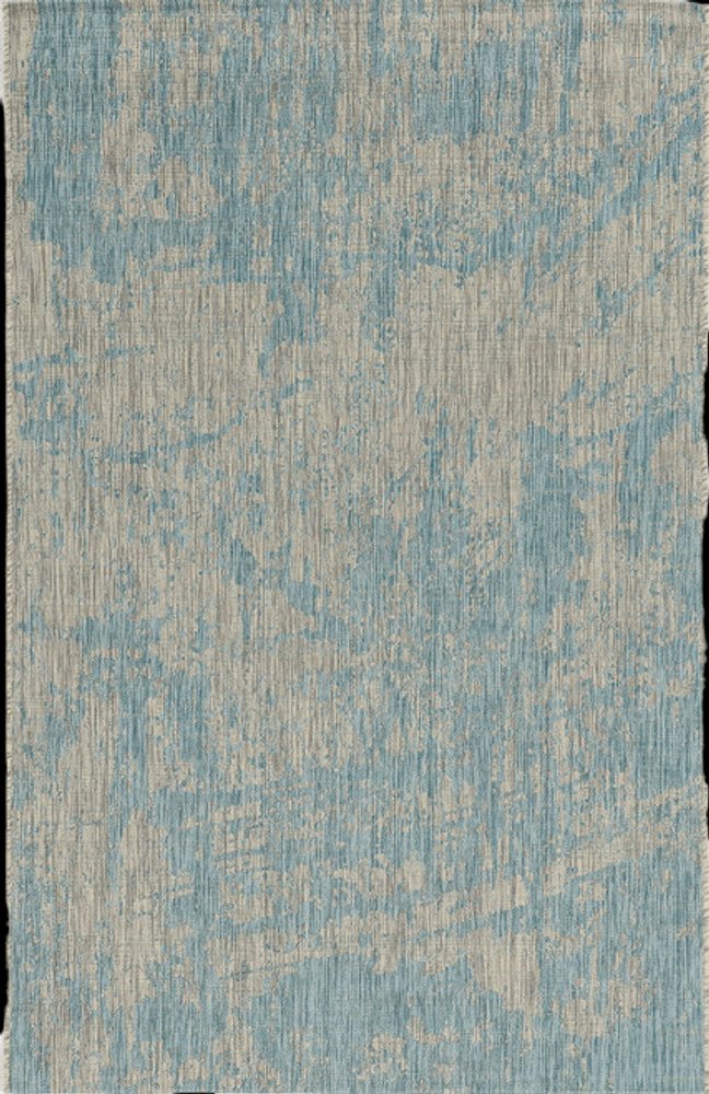 5' X 8' Teal Blue Abstract Indoor Outdoor Area Rug