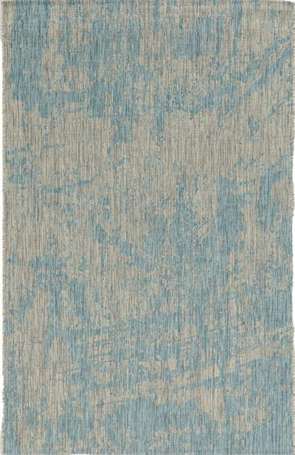 5' X 8' Teal Blue Abstract Indoor Outdoor Area Rug