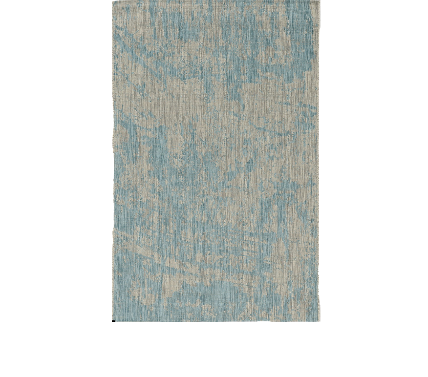 3' X 5' Teal Blue Abstract Indoor Outdoor Area Rug