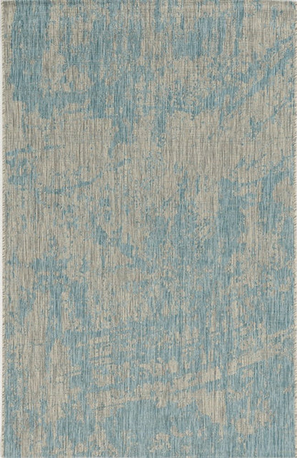 8' X 11' Teal Blue Abstract Indoor Outdoor Area Rug