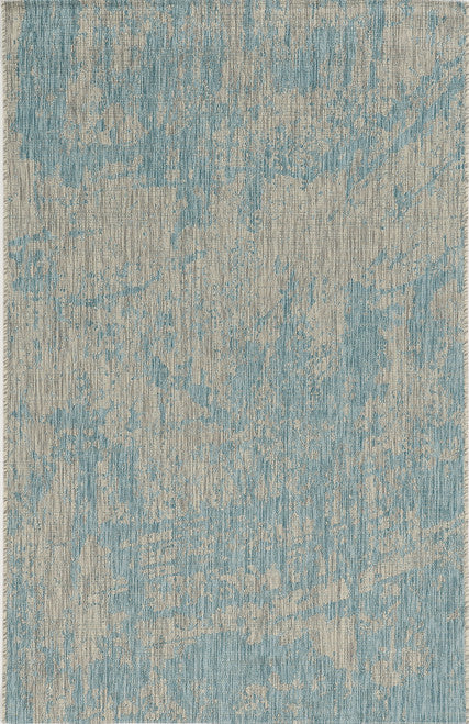 8' X 11' Teal Blue Abstract Indoor Outdoor Area Rug
