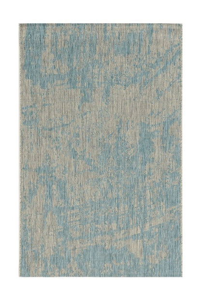 8' X 11' Teal Blue Abstract Indoor Outdoor Area Rug
