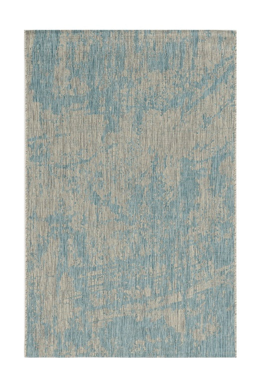 8' X 11' Teal Blue Abstract Indoor Outdoor Area Rug