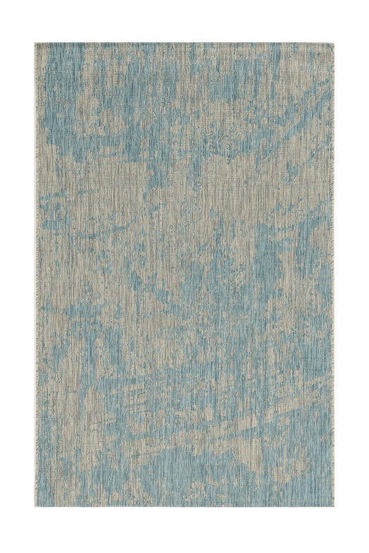 3' X 5' Teal Blue Abstract Indoor Outdoor Area Rug