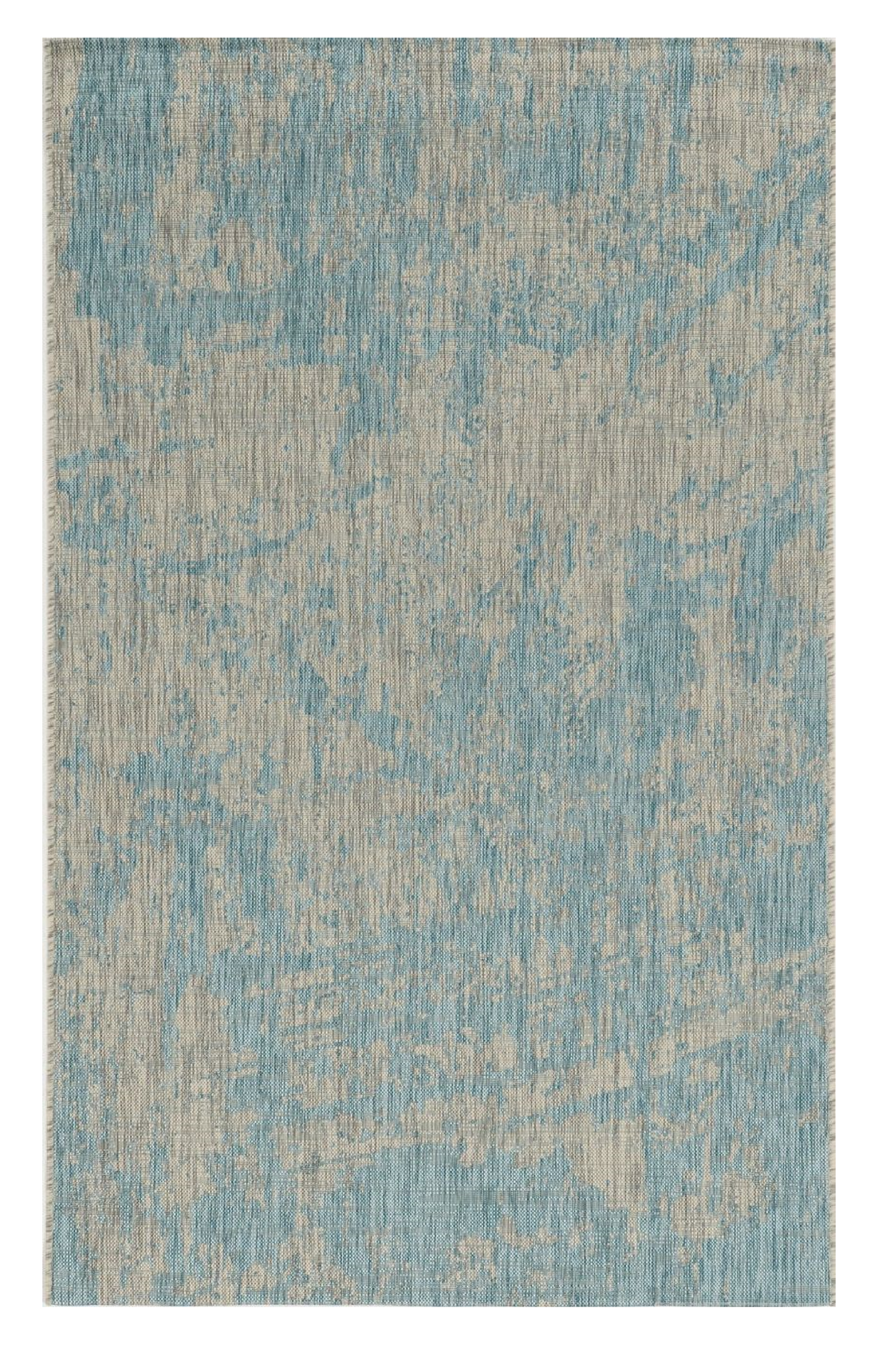 8' X 11' Teal Machine Woven Abstract Strokes Indoor Outdoor Area Rug