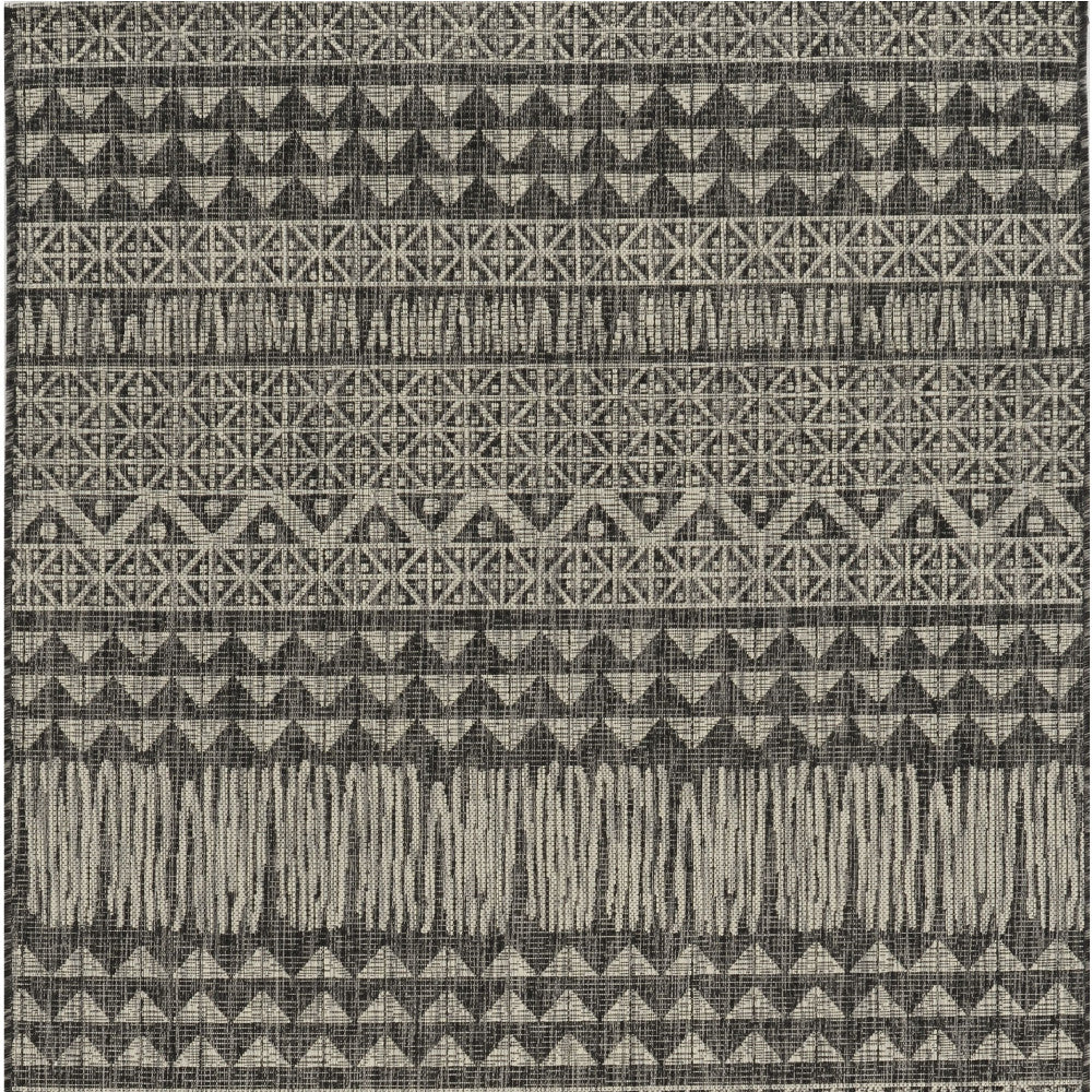 8' X 11' Charcoal Southwestern Indoor Outdoor Area Rug