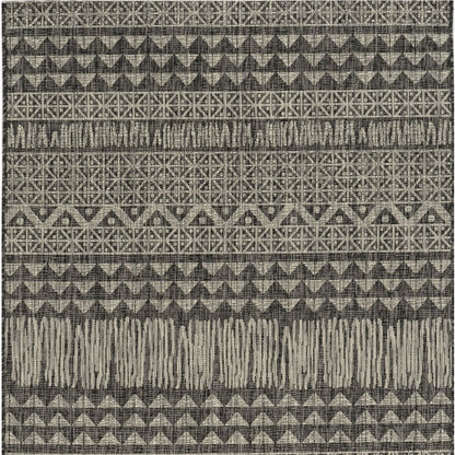 8' X 11' Charcoal Southwestern Indoor Outdoor Area Rug