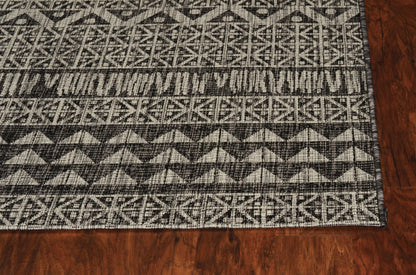 8' X 11' Charcoal Southwestern Indoor Outdoor Area Rug