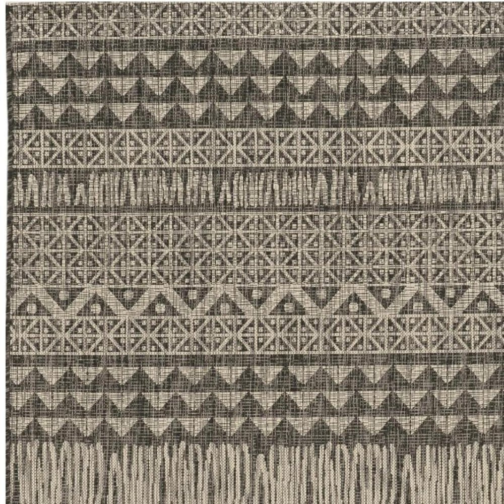 5' X 8' Charcoal And Gray Tribal Area Rug