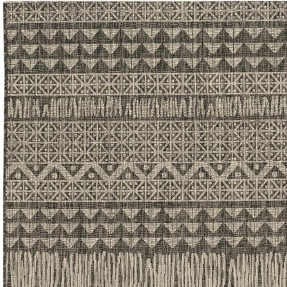 5' X 8' Charcoal And Gray Tribal Area Rug