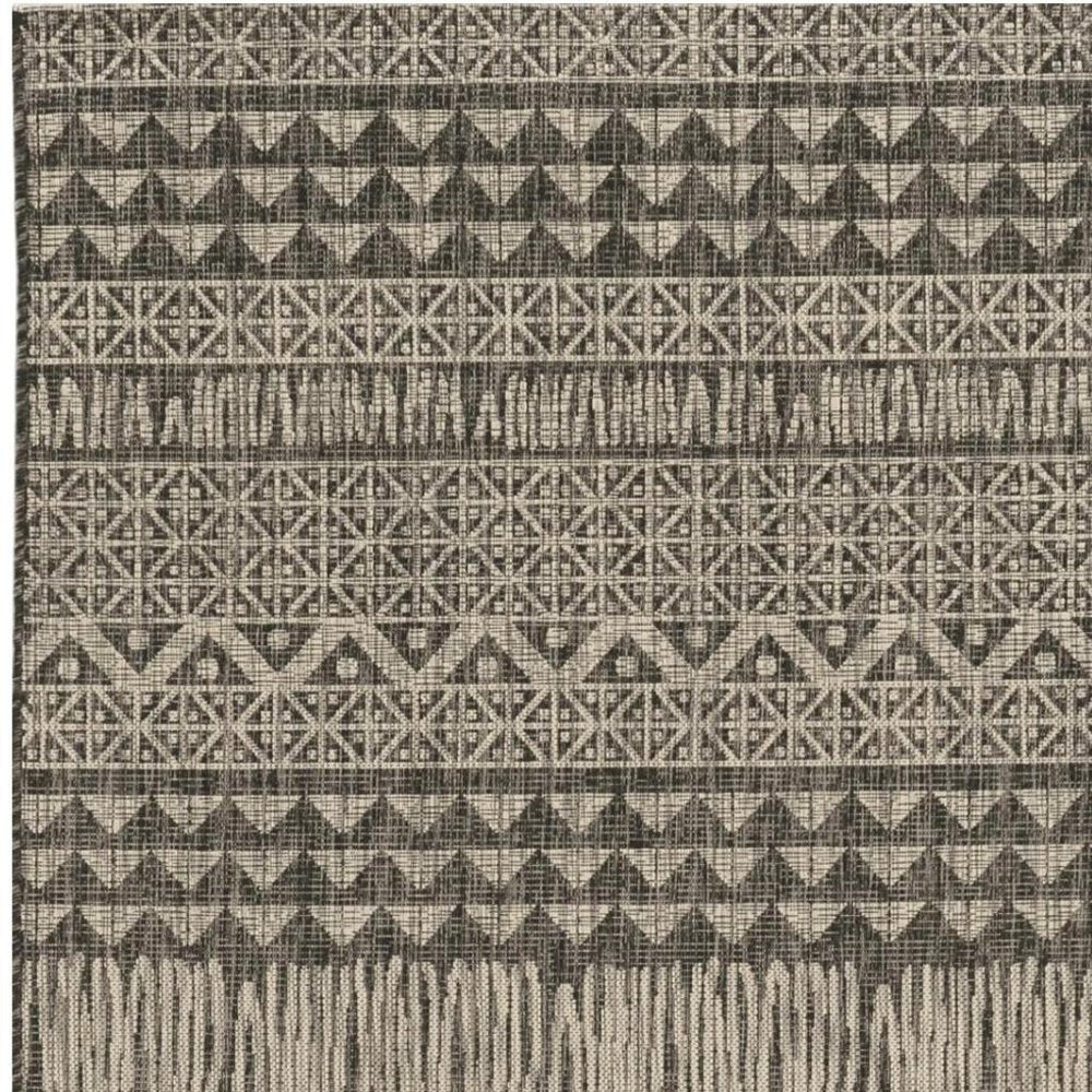 5' X 8' Charcoal And Gray Tribal Area Rug