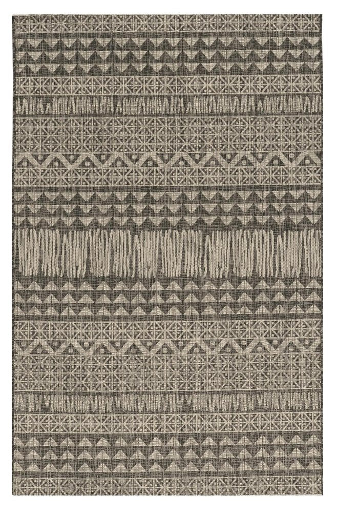 5' X 8' Charcoal And Gray Tribal Area Rug