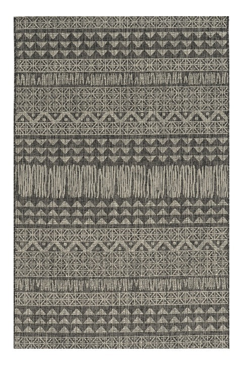 8' X 11' Charcoal Southwestern Indoor Outdoor Area Rug