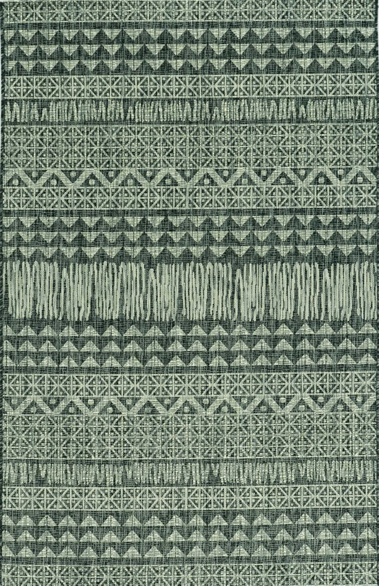 8' X 11' Charcoal Southwestern Indoor Outdoor Area Rug