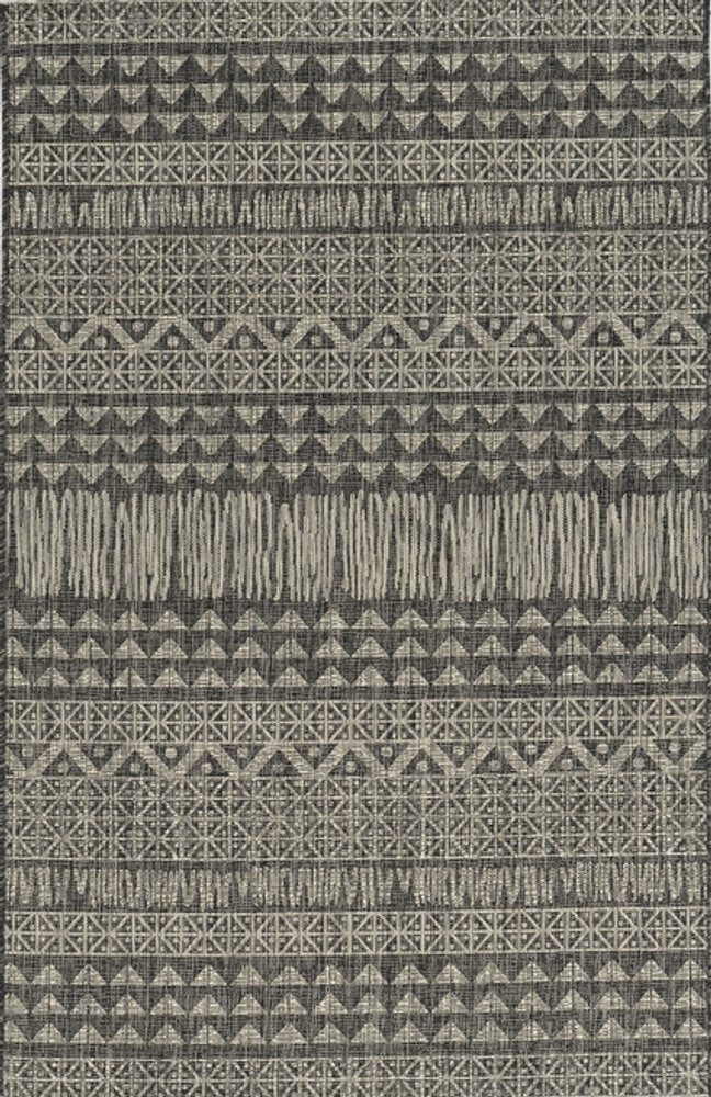 8' X 11' Charcoal Southwestern Indoor Outdoor Area Rug