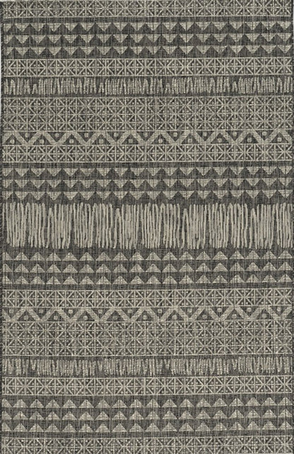 8' X 11' Charcoal Southwestern Indoor Outdoor Area Rug