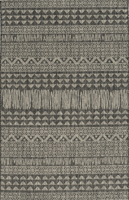 8' X 11' Charcoal Southwestern Indoor Outdoor Area Rug