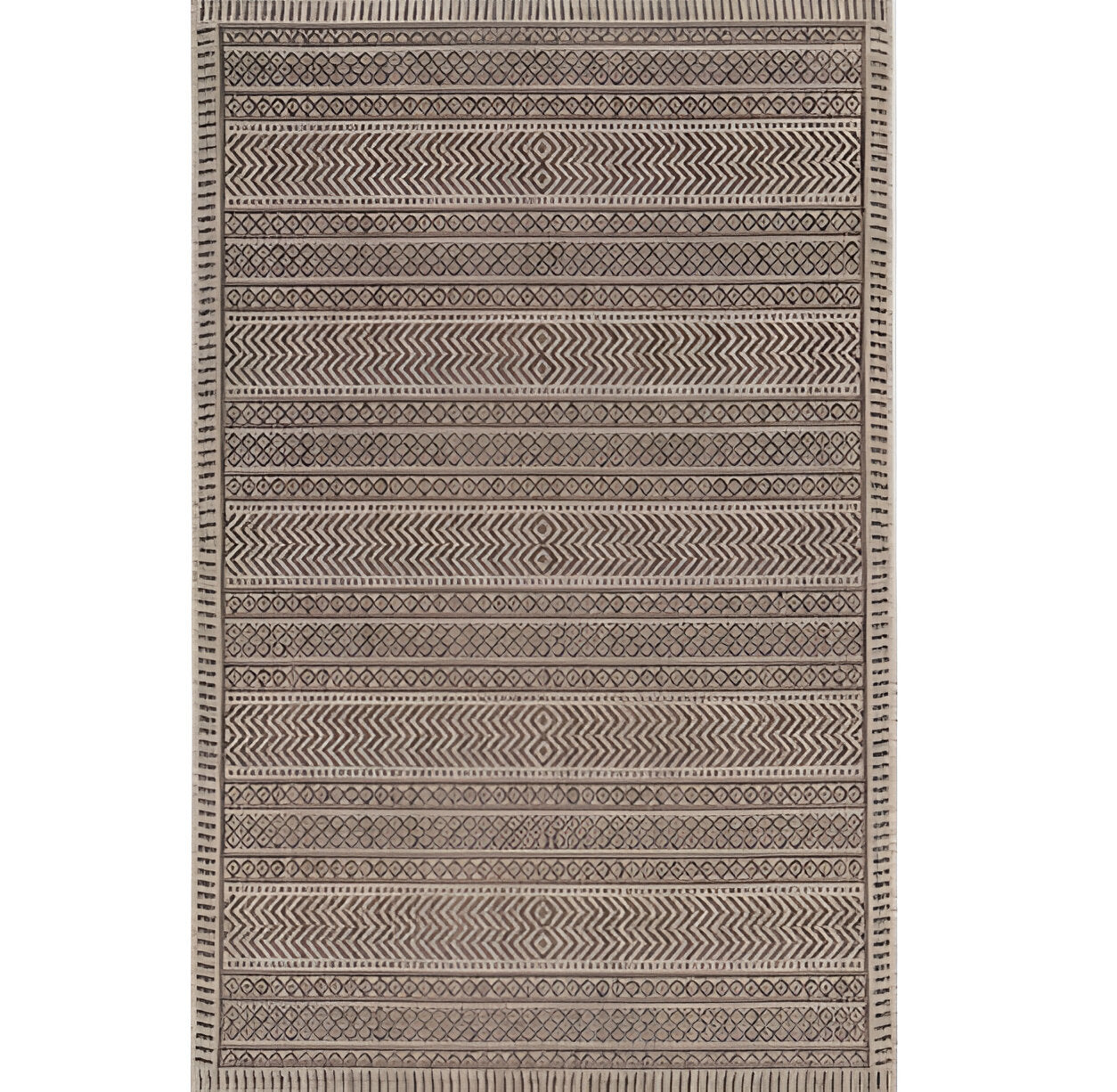 8' X 11' Mocha Geometric Patterns Indoor Area Rug