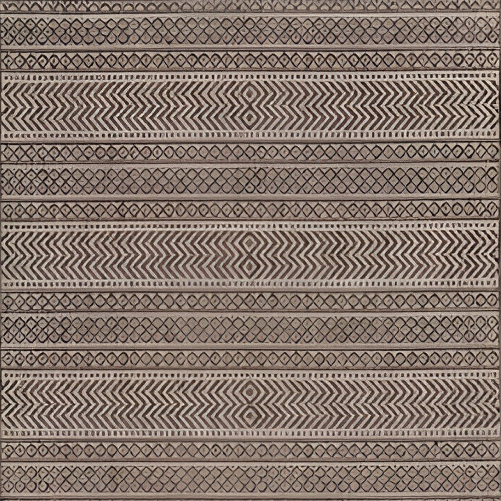 8' X 11' Mocha Geometric Patterns Indoor Area Rug