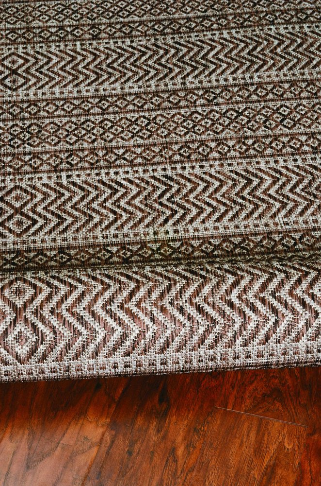 8' Brown Round Southwestern Indoor Outdoor Area Rug