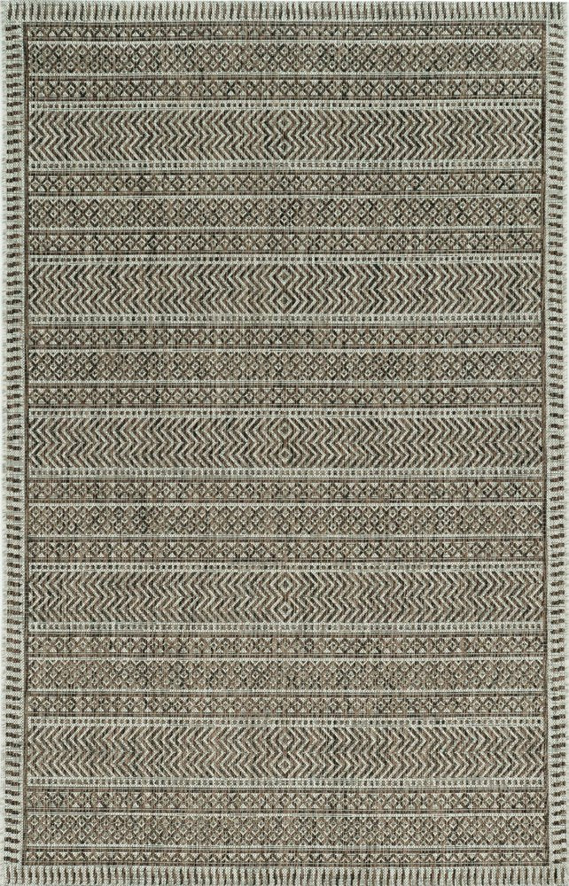 8' Brown Round Southwestern Indoor Outdoor Area Rug