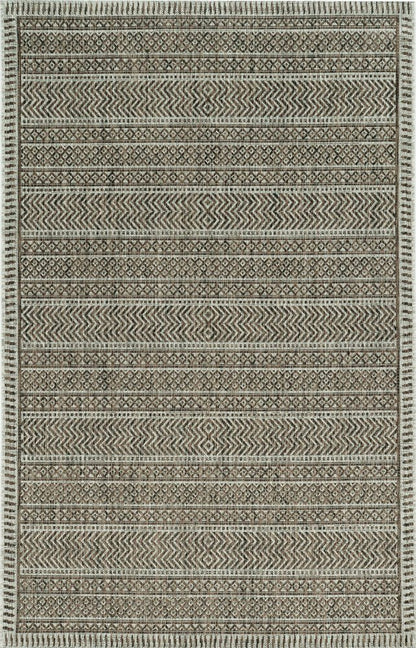 8' Brown Round Southwestern Indoor Outdoor Area Rug