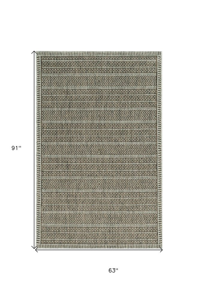 8' Brown Round Southwestern Indoor Outdoor Area Rug