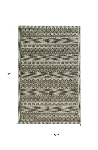 5' X 8' Brown Southwestern Indoor Outdoor Area Rug