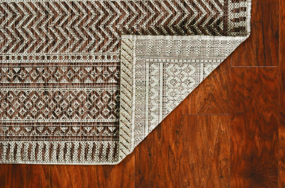 8' Brown Round Southwestern Indoor Outdoor Area Rug