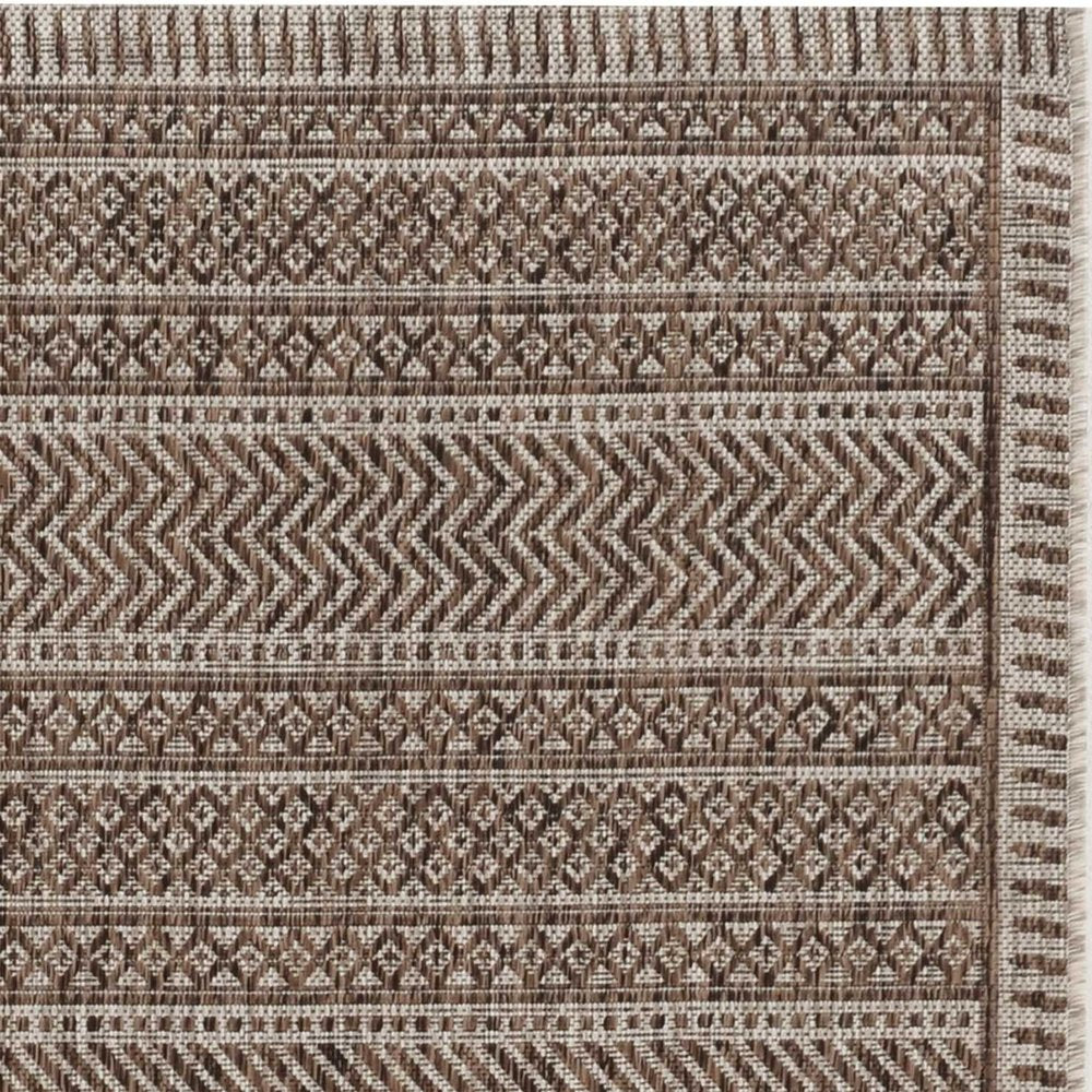 8' Brown Round Southwestern Indoor Outdoor Area Rug