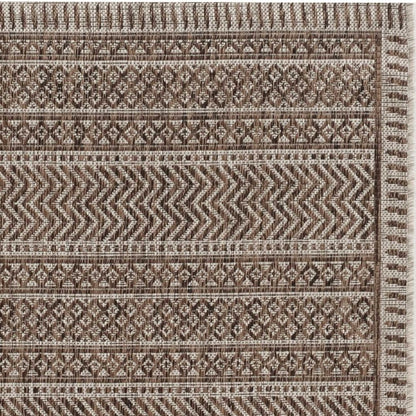 8' Brown Round Southwestern Indoor Outdoor Area Rug