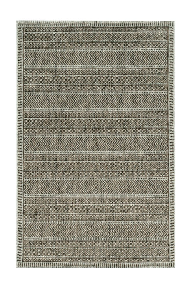 8' Brown Round Southwestern Indoor Outdoor Area Rug