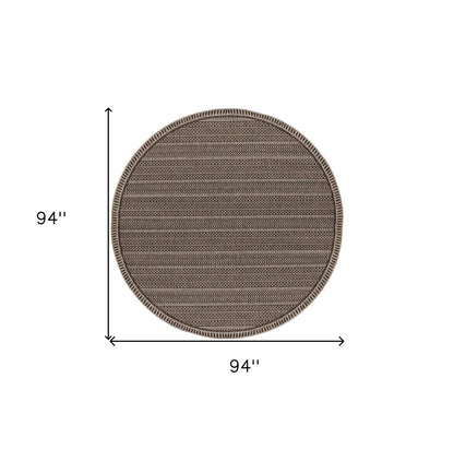 8' Brown Round Southwestern Indoor Outdoor Area Rug