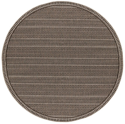 8' Brown Round Southwestern Indoor Outdoor Area Rug