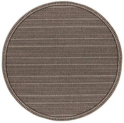 8' Brown Round Southwestern Indoor Outdoor Area Rug