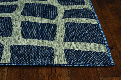 8' X 11' Blue And Gray Abstract Indoor Outdoor Area Rug