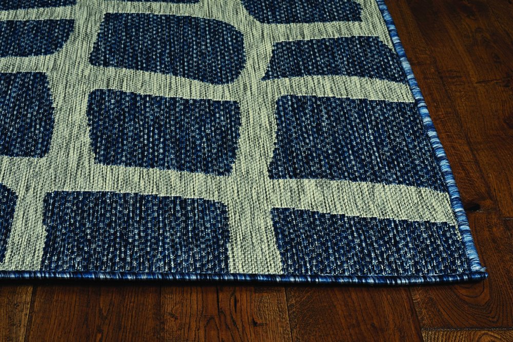 8' X 11' Blue And Gray Abstract Indoor Outdoor Area Rug