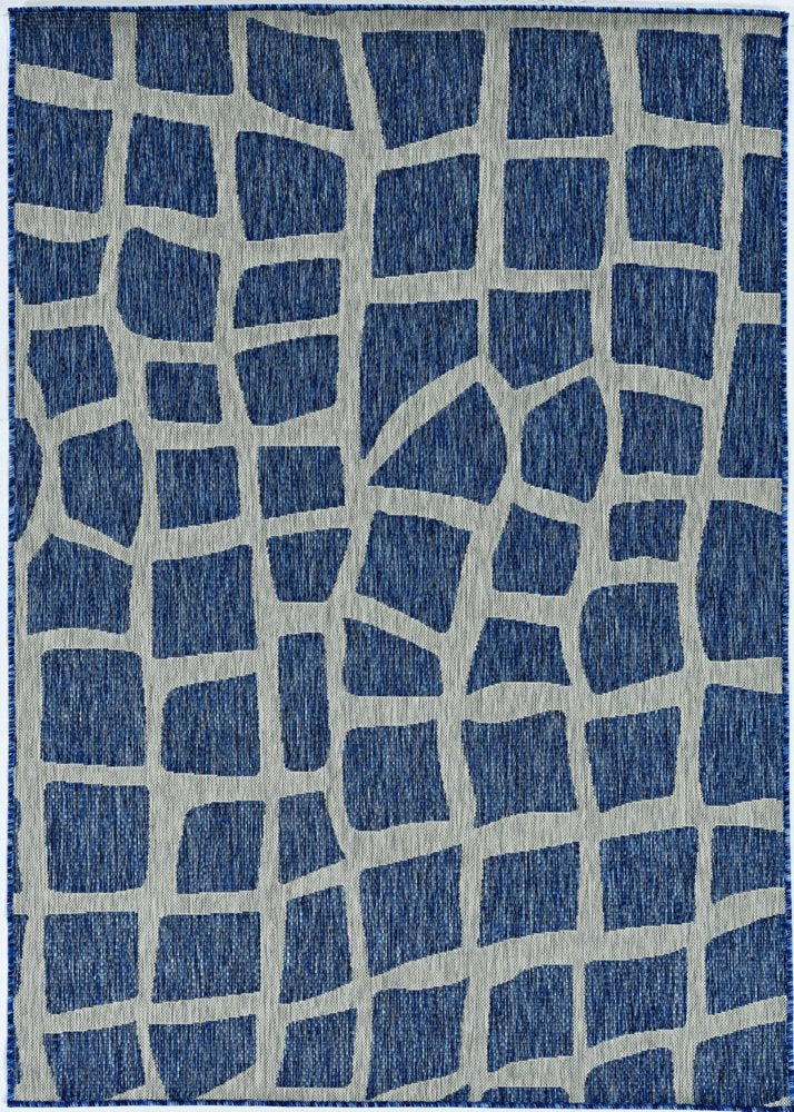 3' X 4' Blue And Gray Abstract Indoor Outdoor Area Rug
