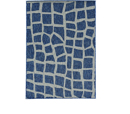 8' X 11' Blue And Gray Abstract Indoor Outdoor Area Rug