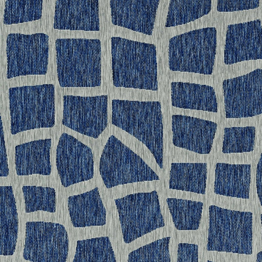 8' Blue And Gray Abstract Indoor Outdoor Area Rug