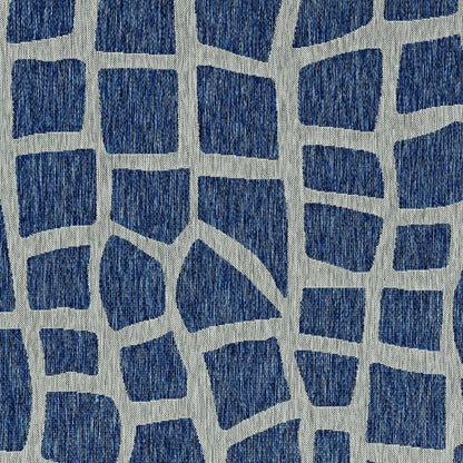 8' X 11' Blue And Gray Abstract Indoor Outdoor Area Rug
