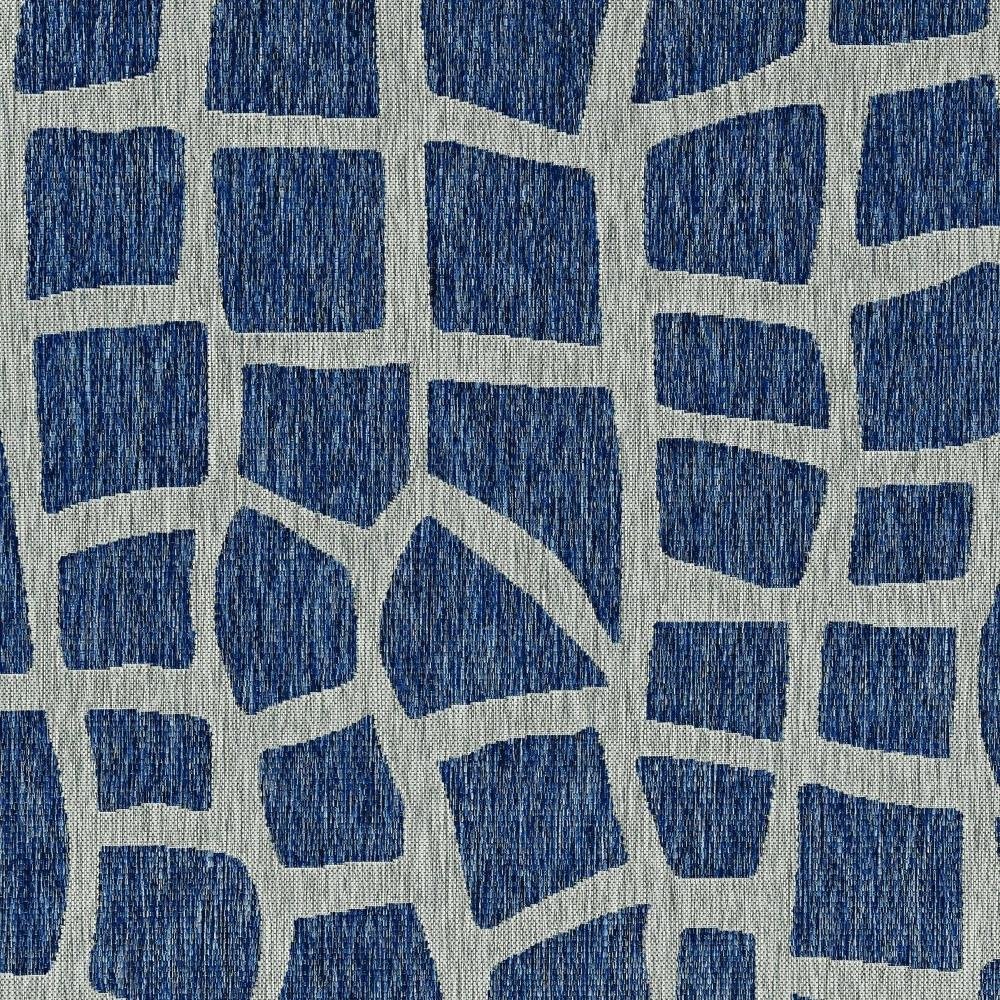 3' X 4' Blue And Gray Abstract Indoor Outdoor Area Rug