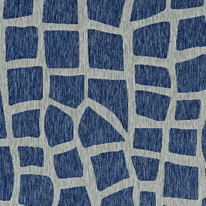 3' X 4' Blue And Gray Abstract Indoor Outdoor Area Rug