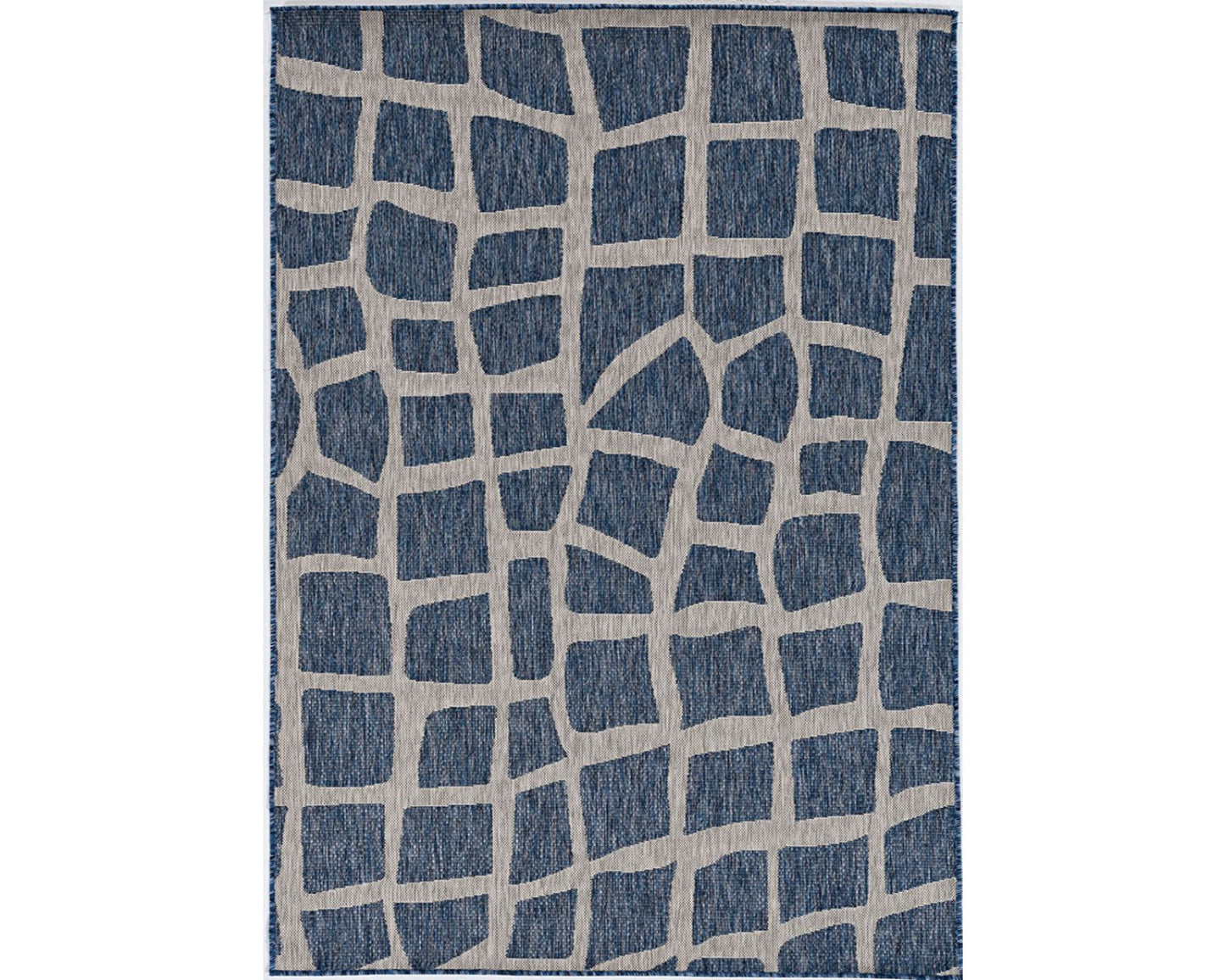 3'X4' Blue Grey Machine Woven Uv Treated Abstract Indoor Outdoor Accent Rug